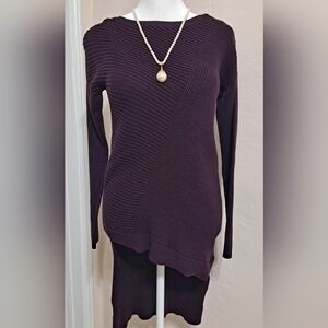 Express Purple Geometric Ribbed Sweater Size Small Short In Front Long In Back